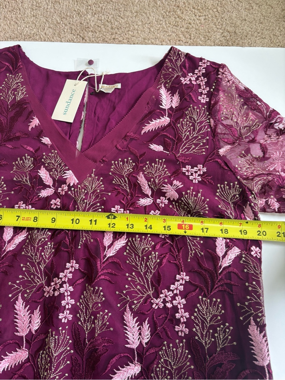 Sundance Seine Moonlight Dress Size Large Raspberry Embroidered New with Tags - Picture 7 of 8